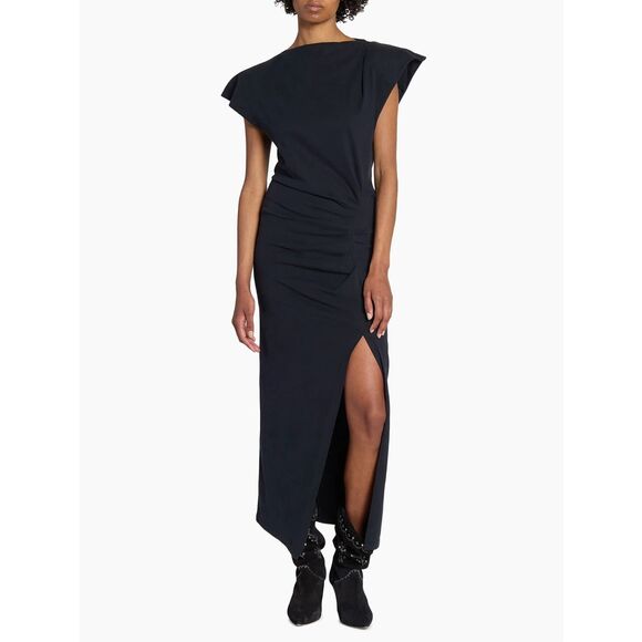 Isabel Marant Nadela Ruched Slit Cotton Maxi Dress Size FR38/US6 $490 - Picture 1 of 14